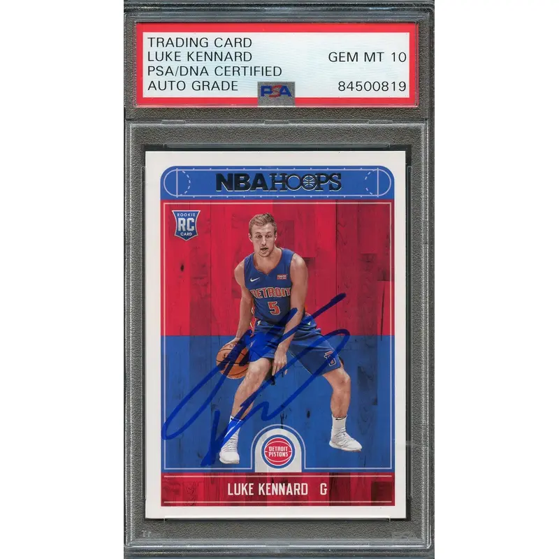 2017-18 NBA HOOPS #262 Luke Kennard Signed Rookie Card AUTO 10 PSA Slabbed RC Pistons