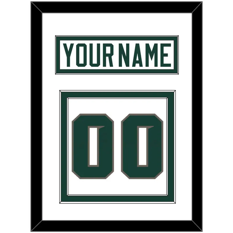 Michigan State Hockey Nameplate & Number (Back) - Home White (2006-2007) - Double Mat 1