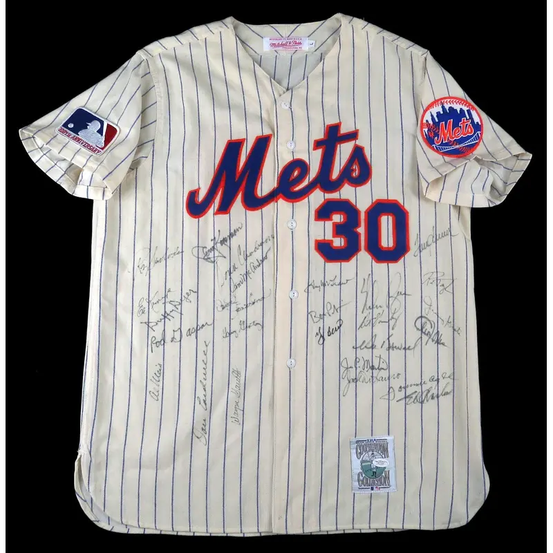 1969 Mets World Series Champs Team Signed Jersey Nolan Ryan & Tom Seaver JSA COA