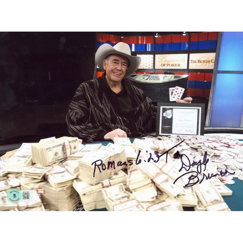Doyle Brunson "Romans 6:23" Authentic Signed 8x10 Photo Autographed BAS #BK43786