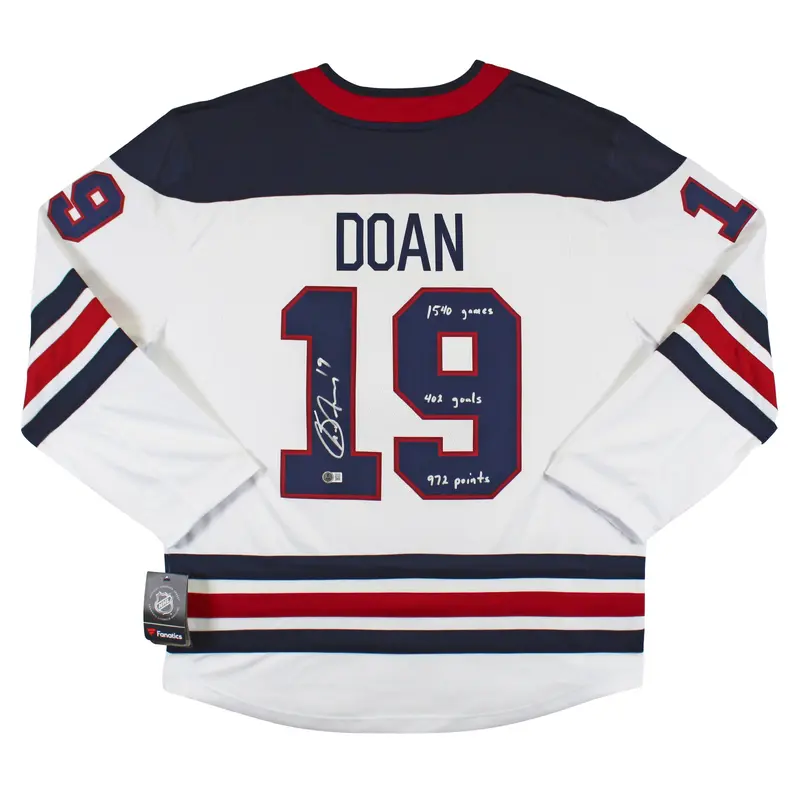 Jets Shane Doan "3x Inscribed" Signed White Fanatics Breakaway Jersey BAS Wit