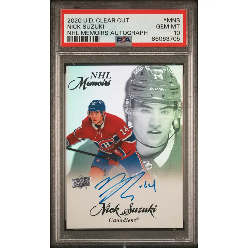 Nick Suzuki 2020 Upper Deck Clear Cut NHL Memoirs Auto PSA 10 Gem Mint