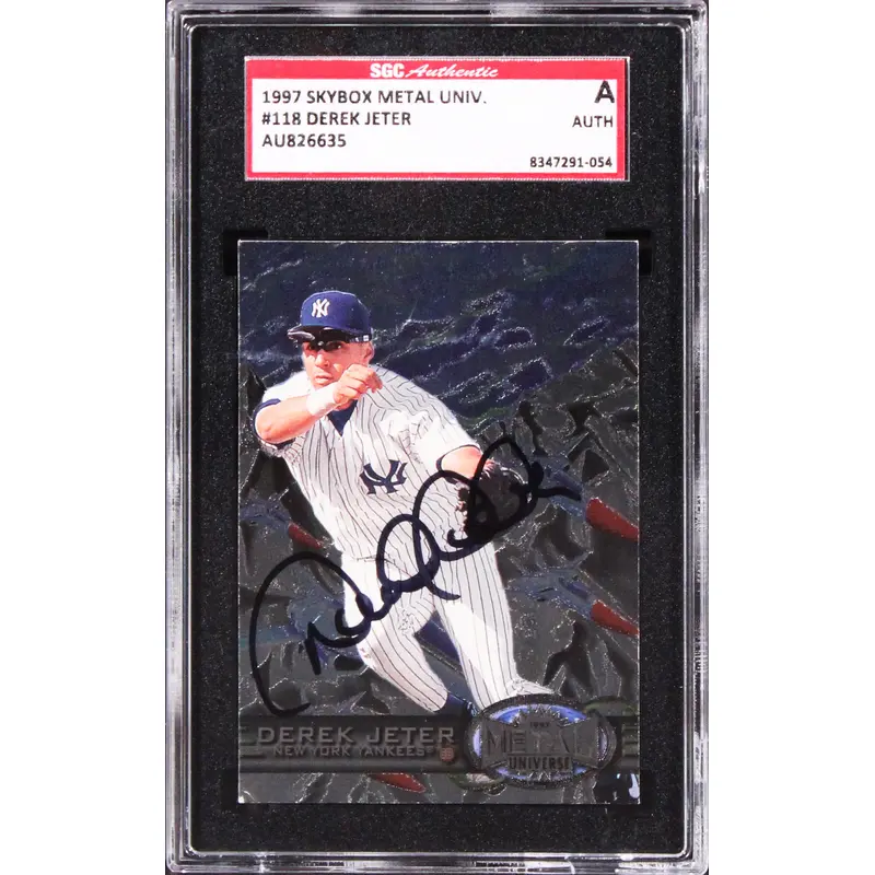 Yankees Derek Jeter Signed 1997 Skybox Metal Univ. #118 Graded A Card SGC Auth