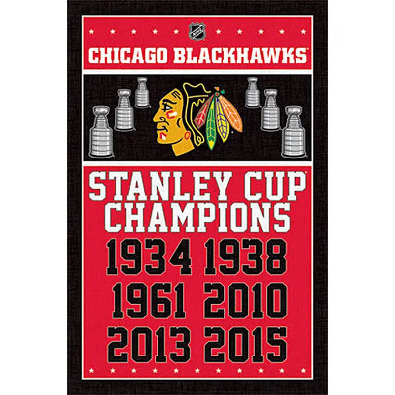 Chicago Blackhawks 6-Time Stanley Cup Champions Commemorative Poster - Trends