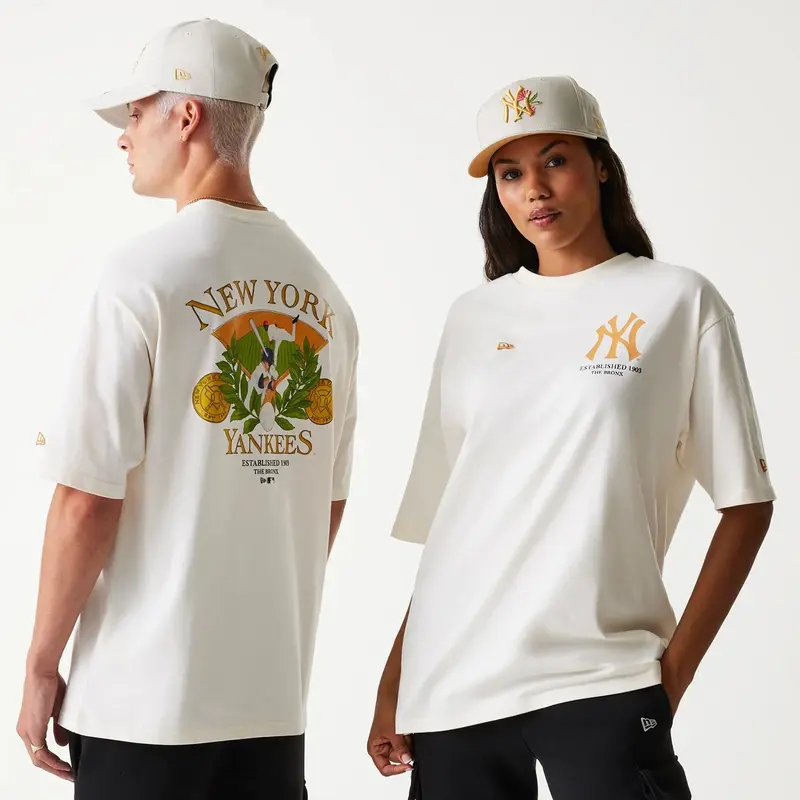 New York Yankees MLB Baseball Graphic Open White Oversized T-Shirt