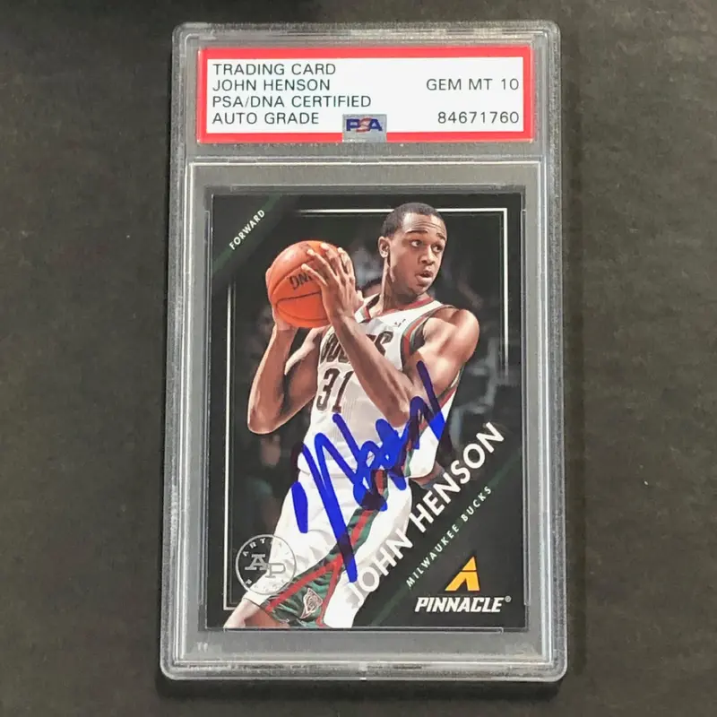 2013-14 Panini Pinnacle #174 John Henson Signed Card AUTO GRADE 10 PSA Slabbed Bucks