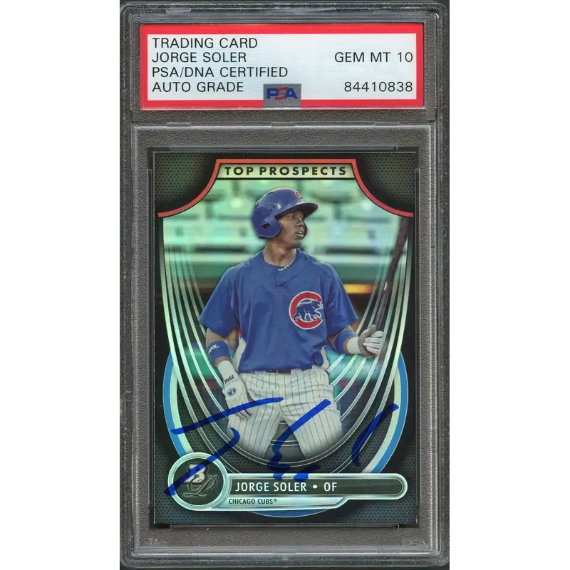 2013 Bowman Platinum #TP-JSO Jorge Soler Signed Card PSA Slabbed Auto 10 Cubs