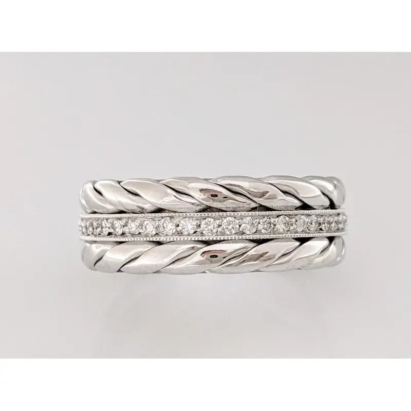14K WHITE .88 CARAT TOTAL WEIGHT VS2 I DIAMOND ROUND (88) ETERNITY BAND 12.0 GRAMS