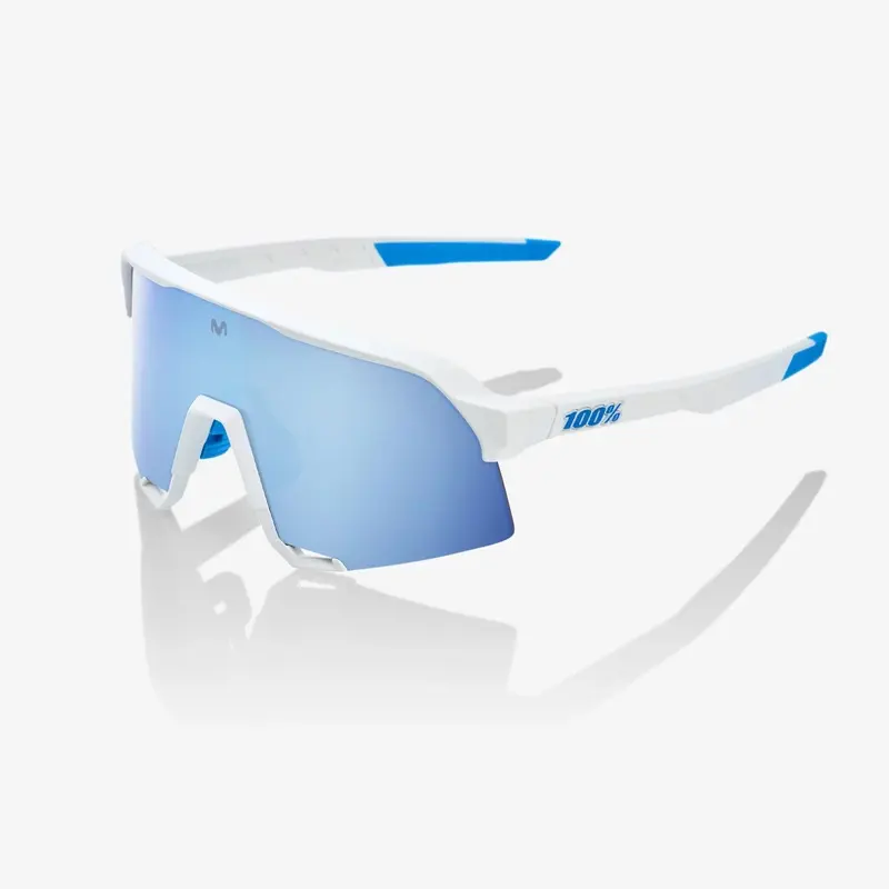100 Percent Sunglasses - S3 - SE Movistar Team White - HiPER Blue Multilayer Mirror Lens