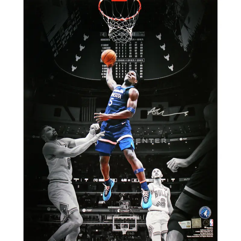 Timberwolves Anthony Edwards Signed 16x20 Vertical Dunking Photo Fan #NB38156789