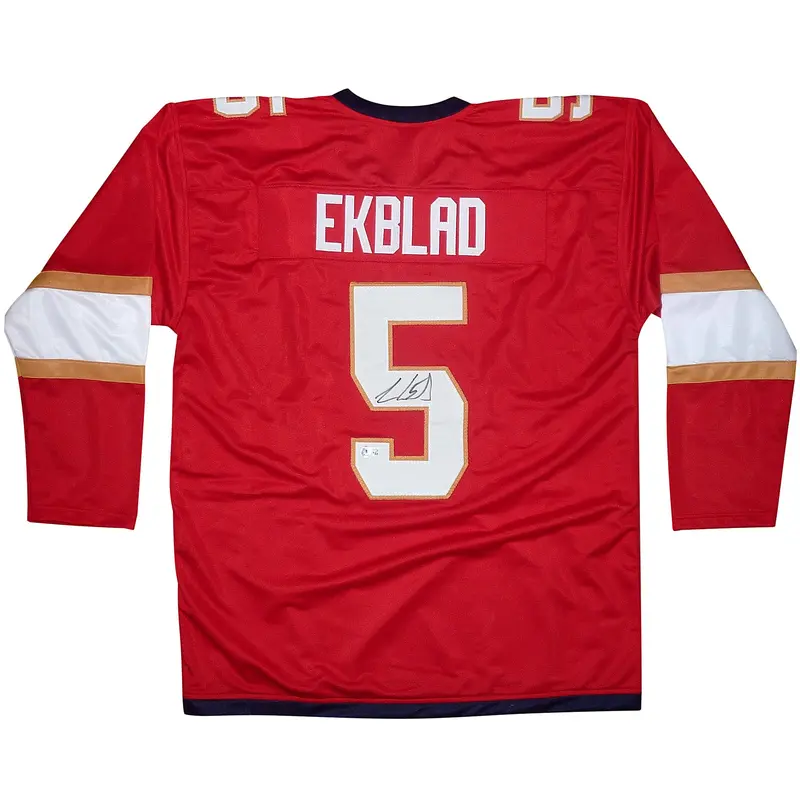 Aaron Ekblad Autographed Florida (Red #5) Custom Jersey - JSA
