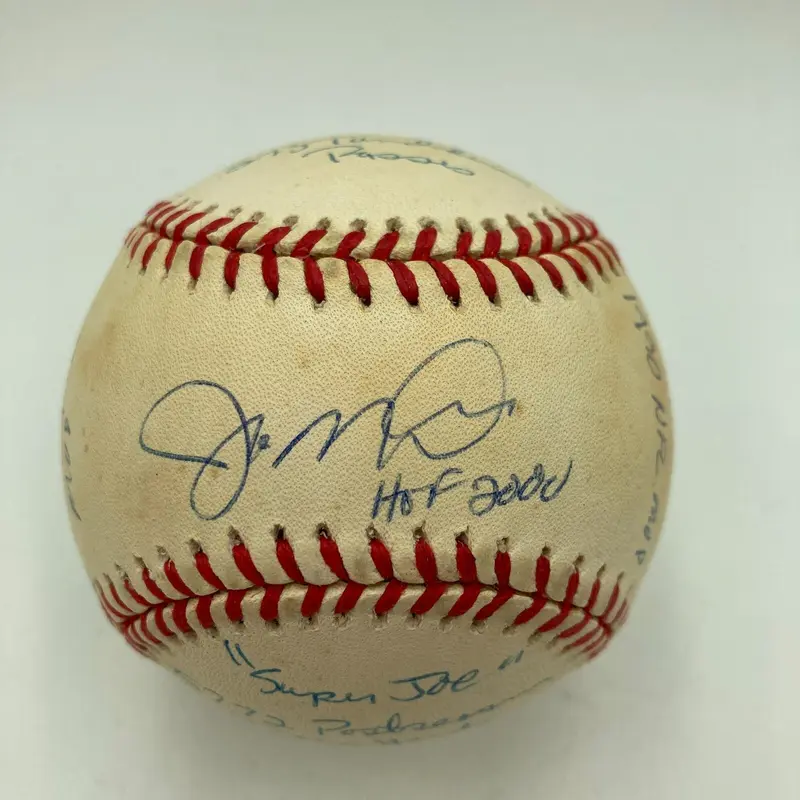 Joe Montana Signed Heavily Inscribed Career STAT Baseball Reggie Jackson COA