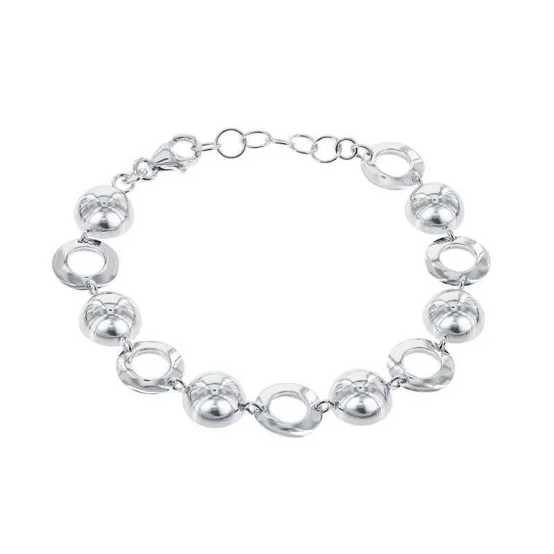 Sterling Silver Alternating Open Circle and Semi Sphere Bracelet