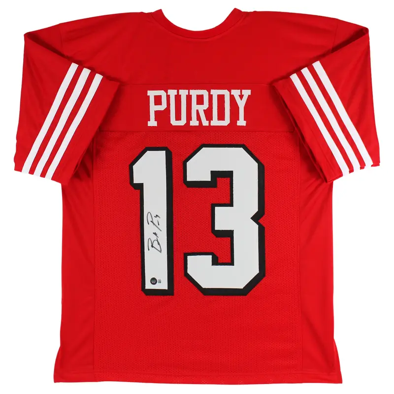 Brock Purdy Authentic Signed Red Pro Style Jersey w/ Drop Shadow BAS Witnessed