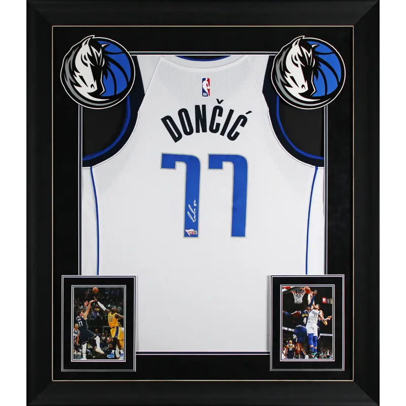 Mavericks Luka Doncic Signed White Nike Framed Jersey Fanatics #A473124