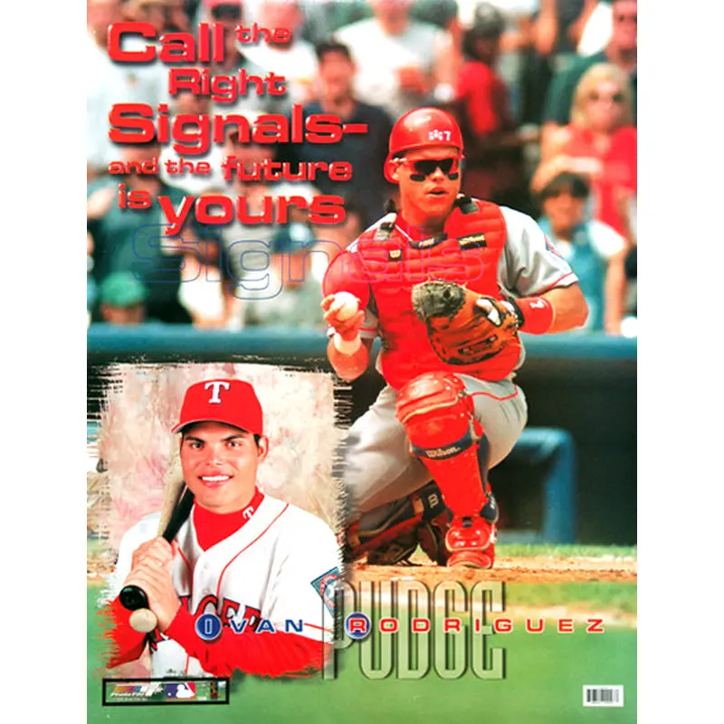 Ivan Rodriguez "Signals" Texas Rangers Motivational Poster - Photo File 1999