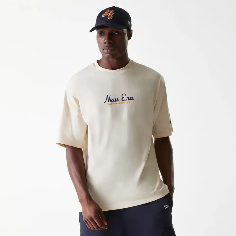 New Era Animal Graphic Light Beige Oversized T-Shirt