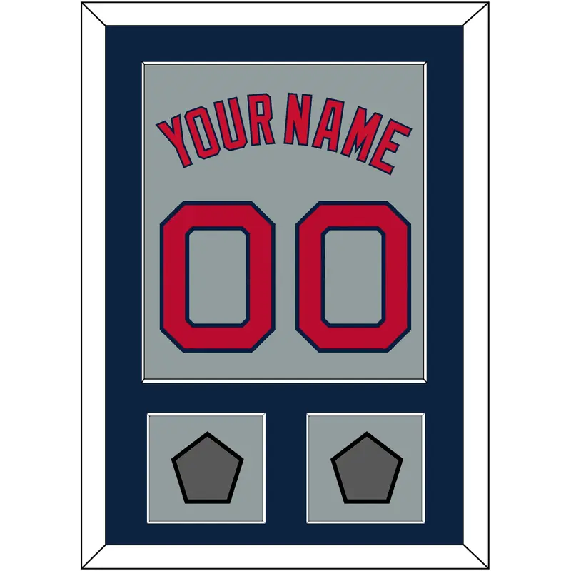 Boston Name, Number & Two World Series Jersey Patches - Road Gray - Single Mat 3
