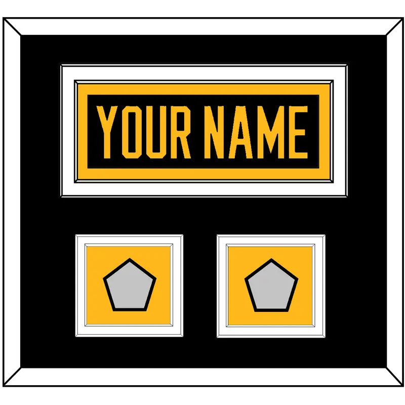 Pittsburgh Nameplate & 2 Stanley Cup Champions Patches - Home Black - Double Mat 3