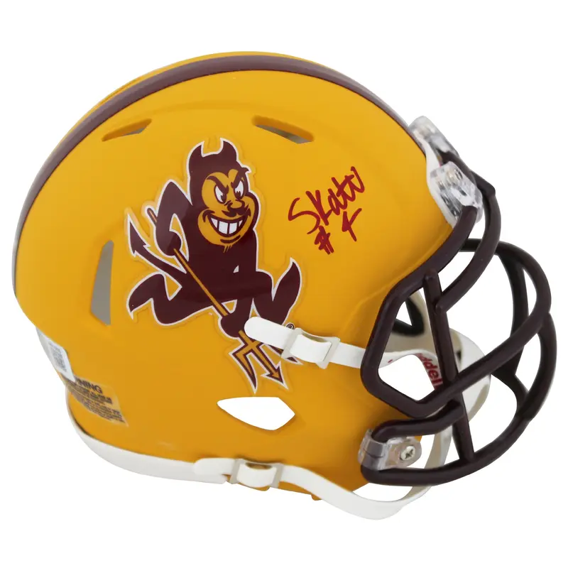 Arizona State Cameron Skattebo Signed Sparky Speed Mini Helmet BAS Witnessed