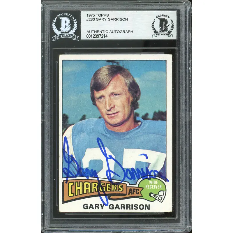 Chargers Gary Garrison Authentic Signed 1975 Topps #230 Card BAS Slabbed