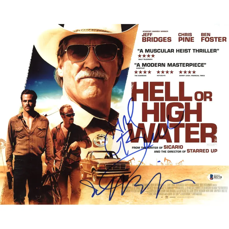 Jeff Bridges & Gil Birmingham Hell or High Water Signed 11X14 Photo BAS #B51728