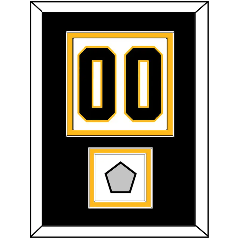 Pittsburgh Number (Back) & Stanley Cup Champions Patch - Road White - Double Mat 3