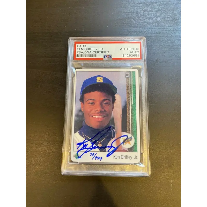 1989 Upper Deck Ken Griffey Jr. RC Signed Porcelain Baseball Card PSA DNA Rookie
