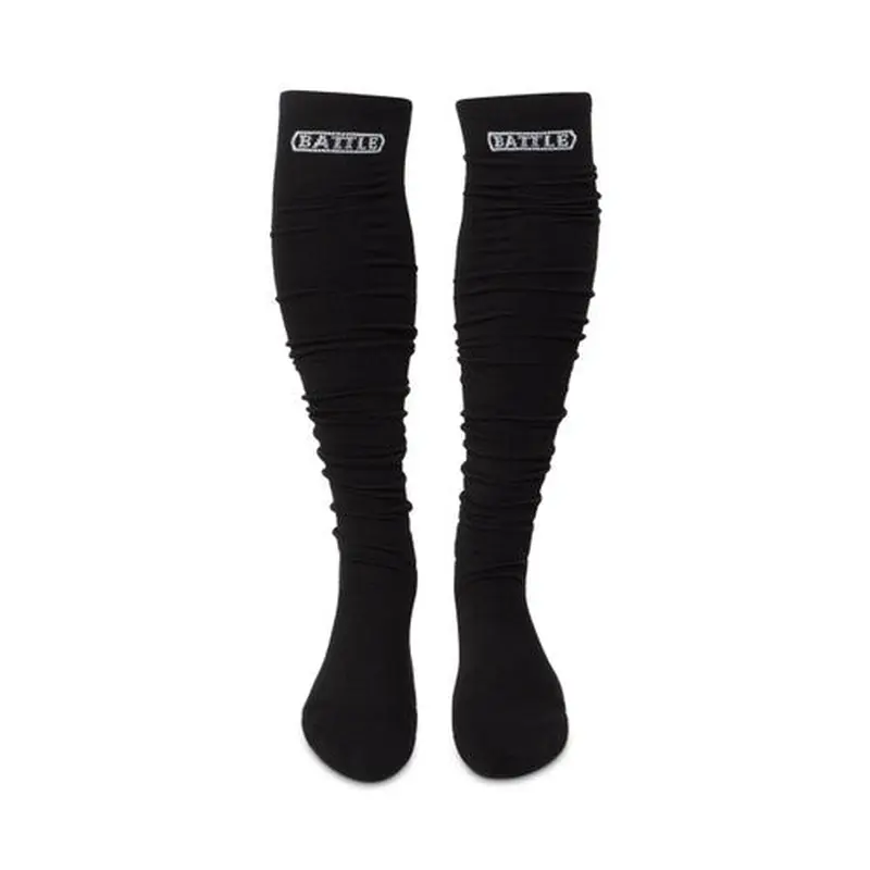 New Battle Long Football Scrunch Socks- One Pair-  Black Adult Size L/XL