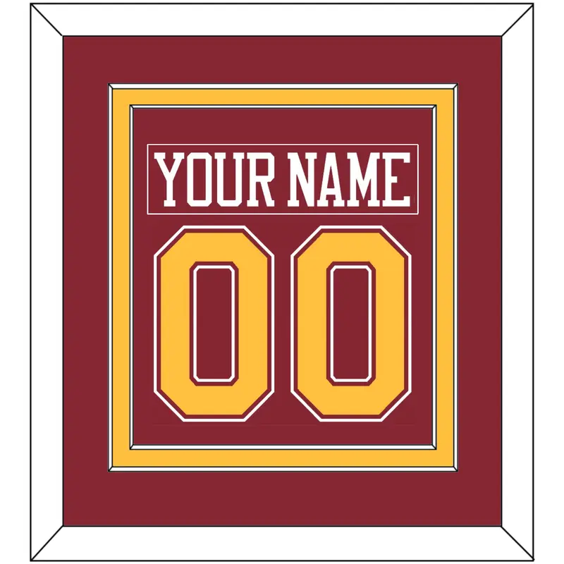 Minnesota Nameplate & Number (Back) Combined - Road Maroon - Double Mat 2