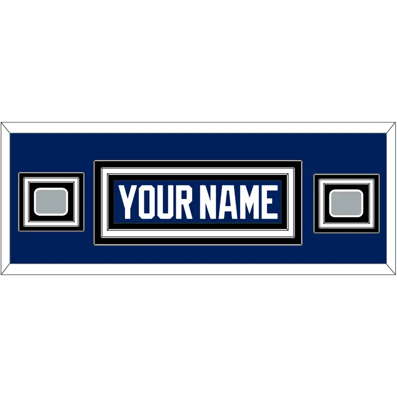 Tampa Bay Nameplate With 2020 & 2021 Stanley Cup Finals Patches - Home Blue - Triple Mat 6