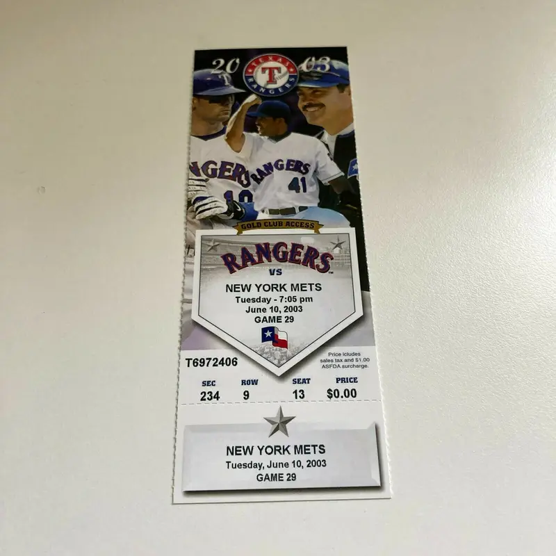 Jose Reyes New York Mets MLB Debut First Game Original Ticket June 10, 2003