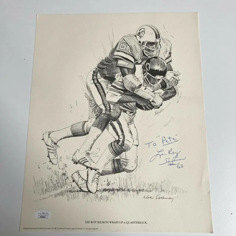 Lee Roy Selmon Signed 1981 Shell Oil Art Print Tampa Bay Bucs 10.75x13.5 JSA COA