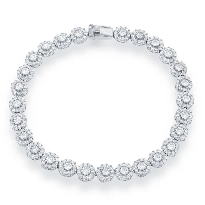 Sterling Silver, CZ Disc Tennis Bracelet