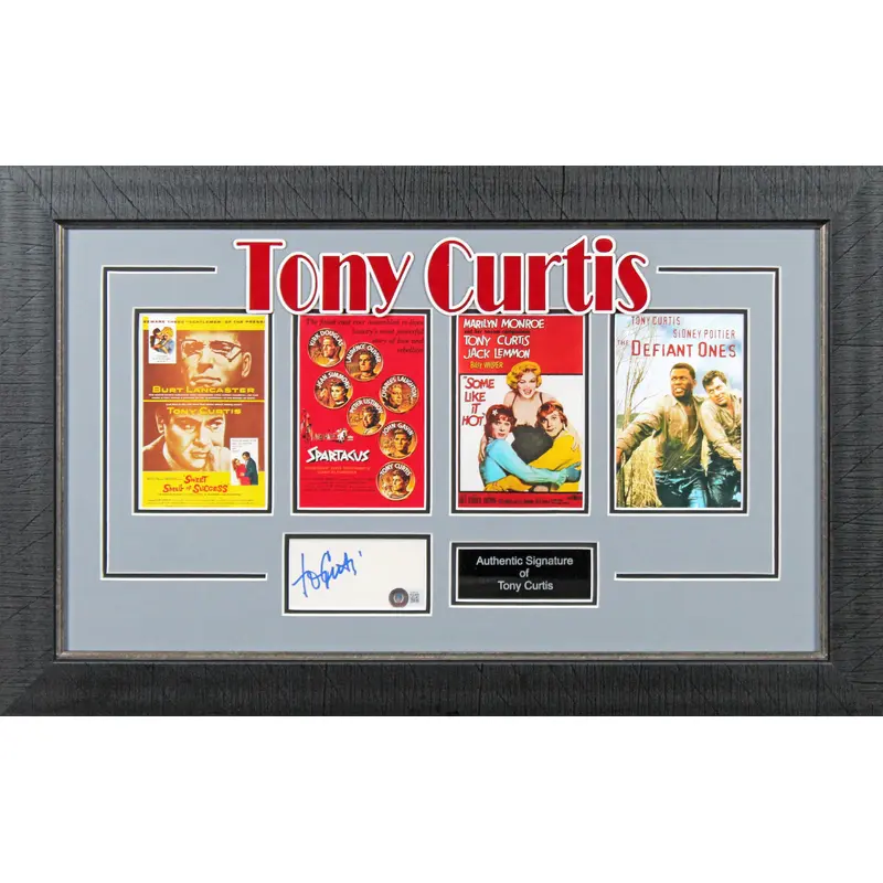 Tony Curtis Some Like It Hot Authentic Signed 3x5 Index Card Framed Display BAS