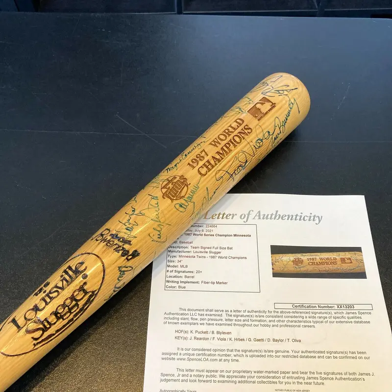 1987 Minnesota Twins World Series Champs Team Signed W.S. Bat Kirby Puckett JSA