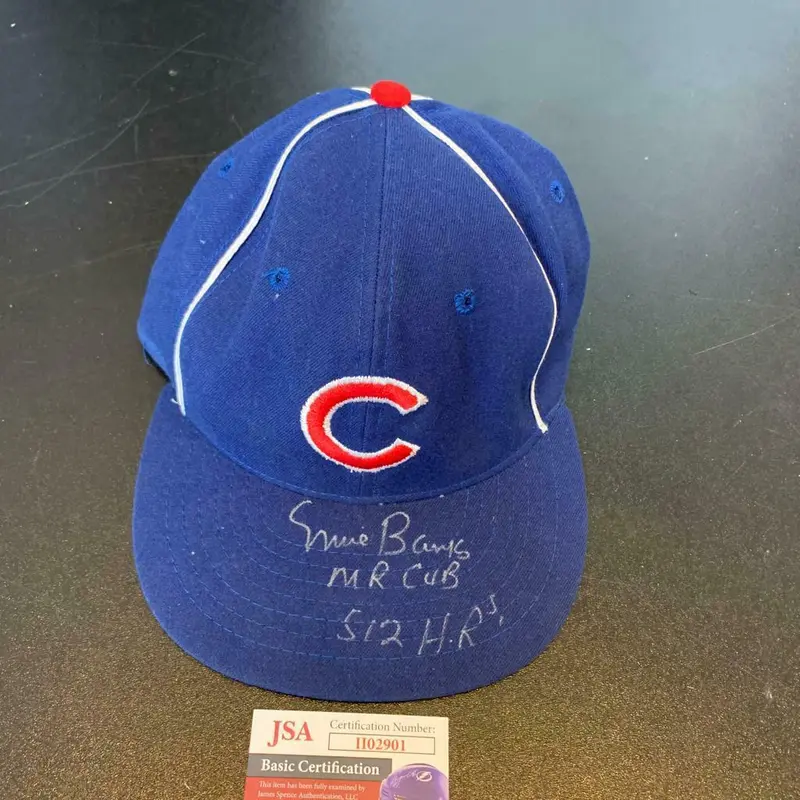 Ernie Banks Mr. Cub 512 Home Runs Signed Chicago Cubs Baseball Hat With JSA COA