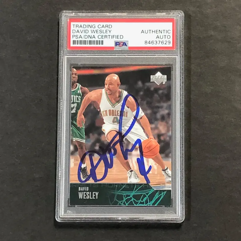 2003-04 Upper Deck Basketball #176 David Wesley Signed Card AUTO PSA Slabbed Hornets
