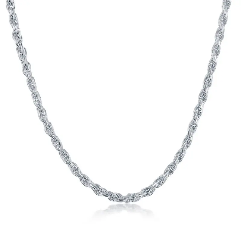 Sterling Silver 2.7mm Rope Chain - Rhodium Plated