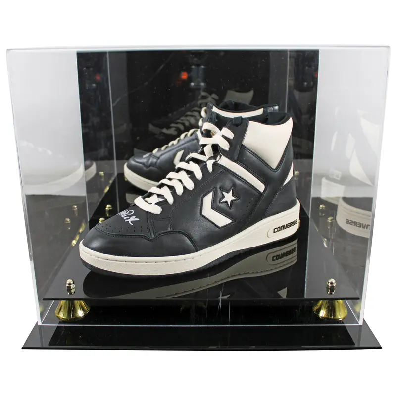 Magic Johnson Signed Left Black & White Converse Weapon Shoe W/ Case BAS Wit 2