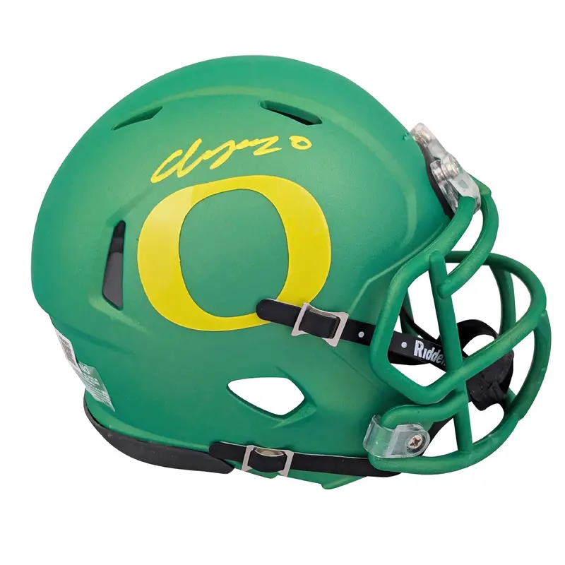 Oregon Christian Gonzalez Signed Green Apple Speed Mini Helmet BAS Witnessed