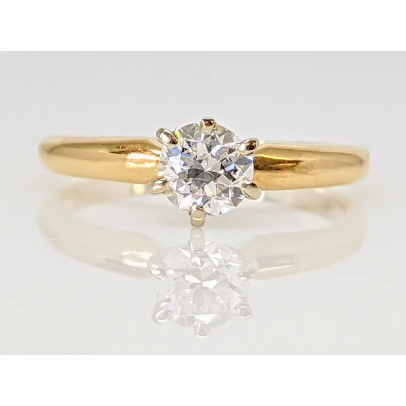 14K .43 CARAT TOTAL SI1 H DIAMOND ROUND SOLITAIRE ESTATE RING 1.9 GRAMS