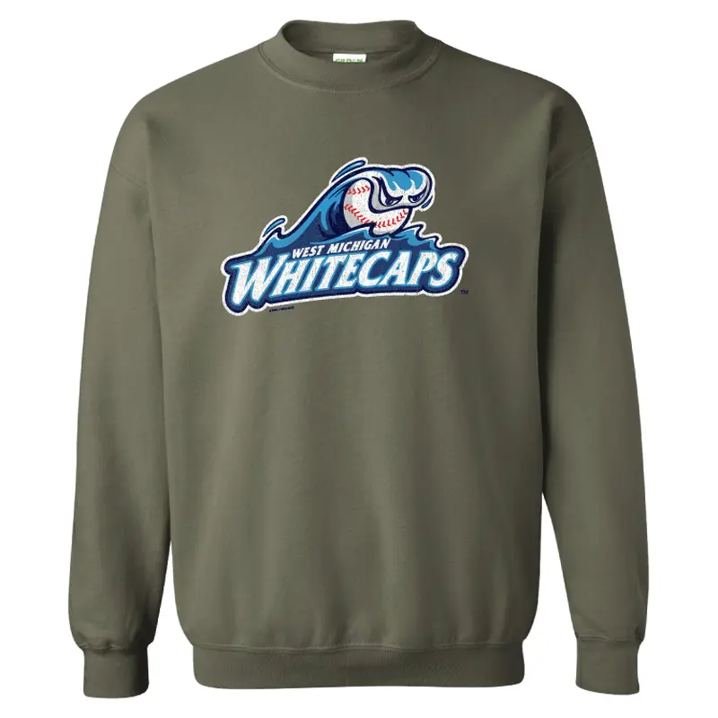 West Michigan Whitecaps Military Green Crewneck Sweatshirt