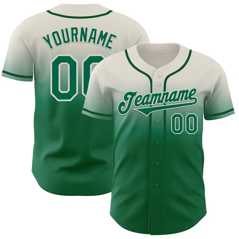 Custom Cream Kelly Green Authentic Fade Fashion Baseball Jersey