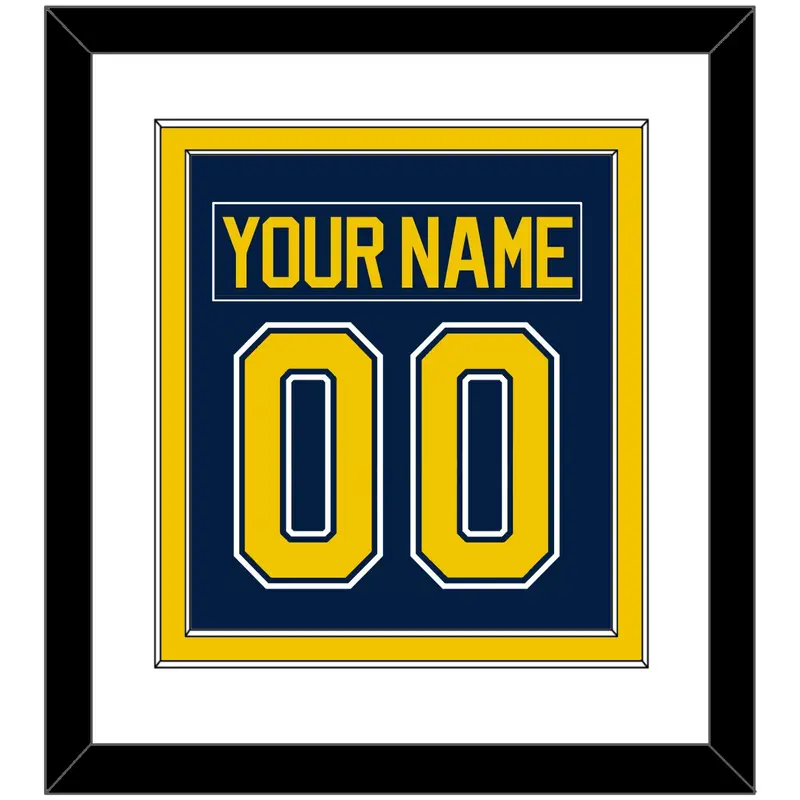 Michigan Hockey Nameplate & Number (Back) Combined - Road Blue (2021-2023) - Double Mat 1