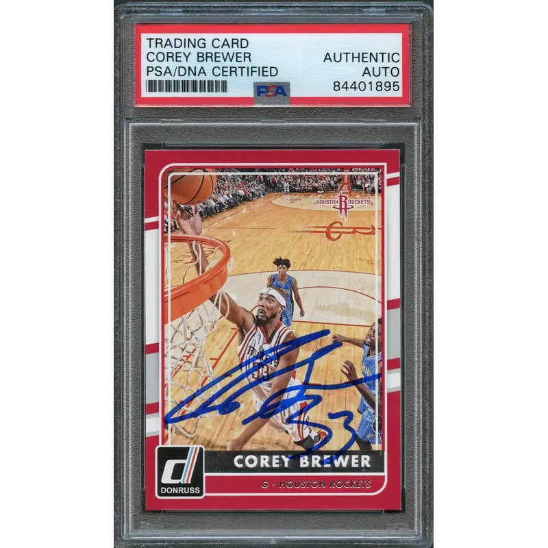 2015-16 Donruss #103 Corey Brewer Signed Card AUTO PSA Slabbed Rockets