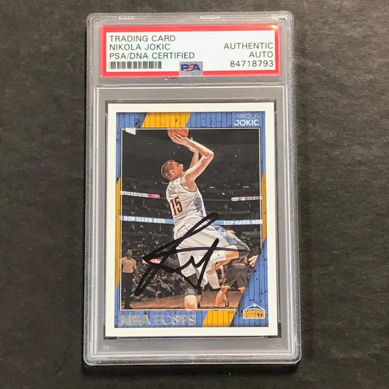 2016-17 NBA Hoops #93 Nikola Jokic Signed Card PSA Slabbed Nuggets