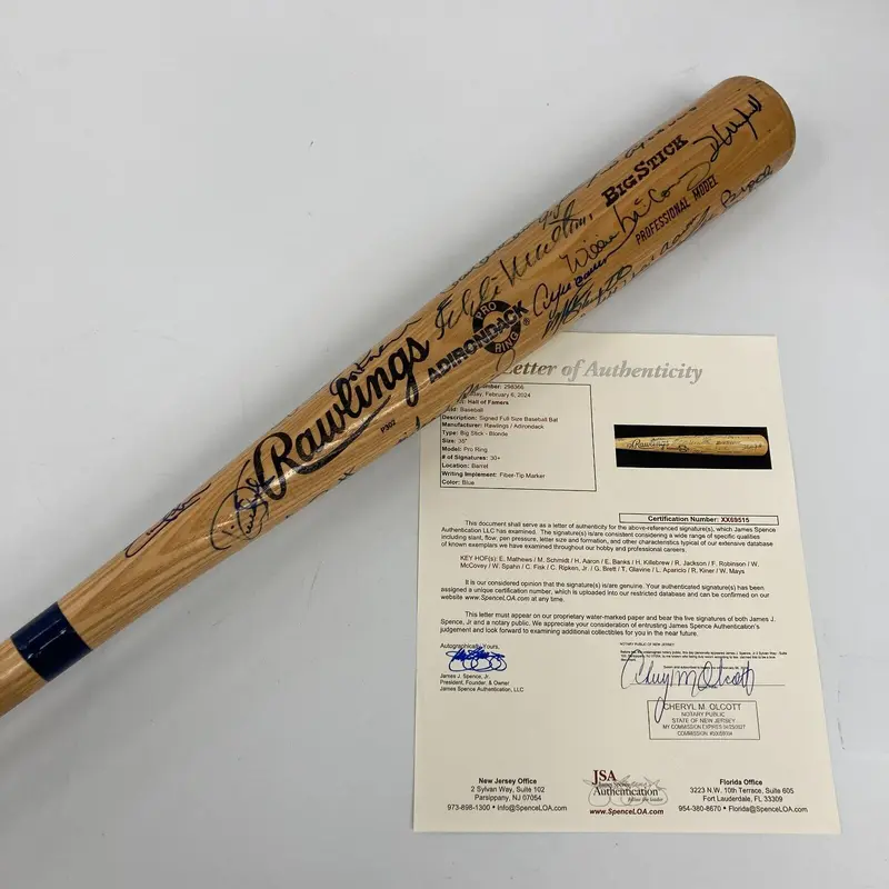 Hall Of Fame Multi Signed Bat 44 Sigs Willie Mays Hank Aaron Kirby Puckett JSA