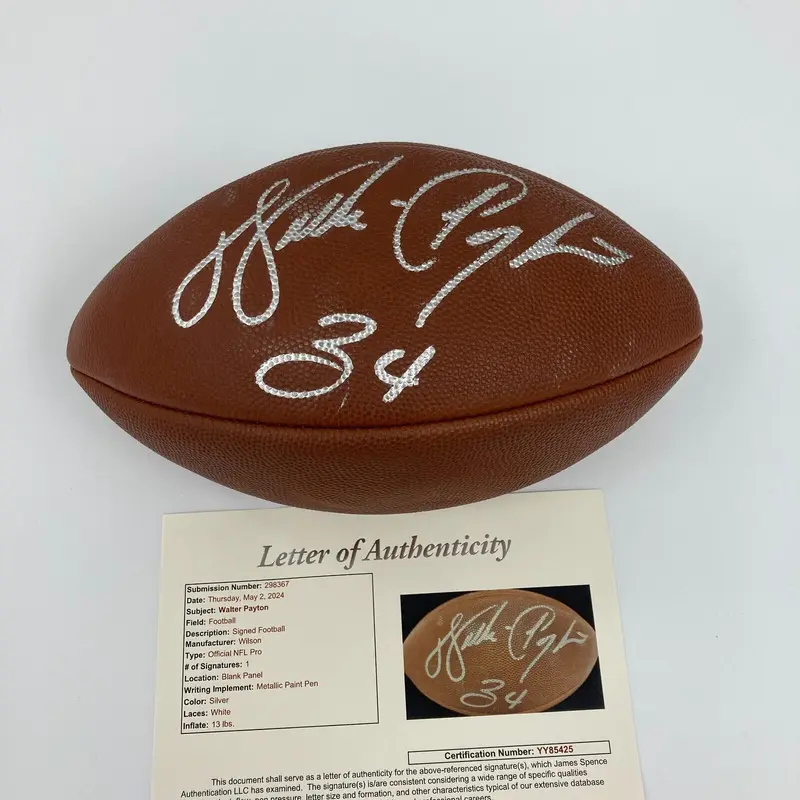 Walter Payton #34 Signed Wilson NFL Game Football JSA COA