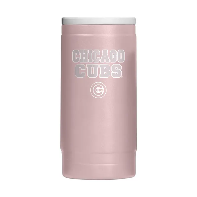 Chicago Cubs Stencil Powder Coat Slim Can Coolie